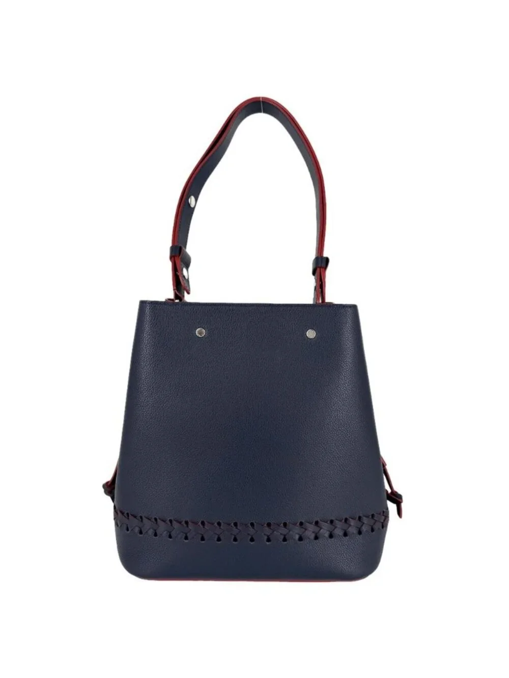 Louis Vuitton Shoulder Bag Lockme Bucket Crossbody Leather Navy Red Silver